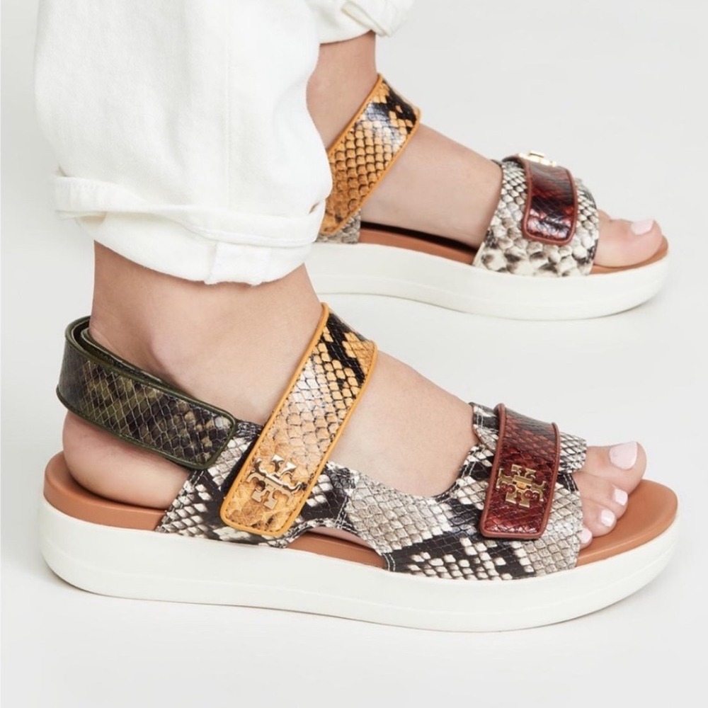 Tory Burch Kira Leather Platform Sport Sandals Multi Color 9M